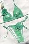 sexy 4 colors 3d flower padded halter-neck triangle bikini set_White_Pink_Light Green_Green