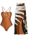 new stylish padded one piece swimsuit geometric batch printing cover-up set_Black_Dark Gray_Rose Red_Magenta_Forest Green_Brown