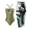 new stylish padded one piece swimsuit geometric batch printing cover-up set_Black_Dark Gray_Rose Red_Magenta_Forest Green