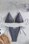 sexy 6 colors lattice printing bow decor padded bikini sets_Black