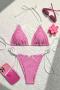 sexy 6 colors lattice printing bow decor padded bikini sets_Black_Pink