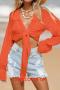 new slight stretch 13-color lace-up long sleeve beach cover-up_Black_White_Red_Green_Dark Green_Haze Blue_Dark Blue_Neon Orange