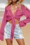 new slight stretch 13-color lace-up long sleeve beach cover-up_Black_White_Red_Green_Dark Green_Haze Blue_Dark Blue_Neon Orange _Purple_Blue_Magenta