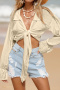 new slight stretch 13-color lace-up long sleeve beach cover-up_Black_White_Red_Green_Dark Green_Haze Blue_Dark Blue_Neon Orange _Purple_Blue_Magenta_Beige