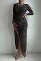 new sexy slight stretch 4-color crew neck see-through midi dress cover-up_Black