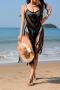 new stylish slight stretch solid color knit suspender cover-up_Black