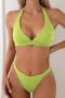 sexy 7 colors padded halter-neck triangle bikini set_Black_White_Pink_Red_Light Green