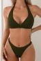 sexy 7 colors padded halter-neck triangle bikini set_Black_White_Pink_Red_Light Green_Dark Green