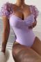 sexy mesh stitching butterfly applique padded backless one-piece swimsuit_Sky Blue_Light Purple