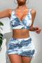 new stylish padded 3-color tie-dye bikini cover-up three-piece swimsuit_Gray