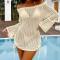sexy cut out knitted long sleeve drawstring dress cover-ip(only cover-up)_Black_White_Beige