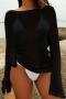 sexy see through 3 colors long sleeve cover-up(only cover-up)_Black