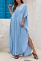 stylish 7 colors v-neck loose beach maxi robe cover-up_Black_White_Red_Yellow_Green_Dark Green_Sky Blue