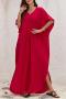 stylish 7 colors v-neck loose beach maxi robe cover-up_Black_White_Red