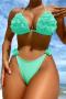sexy 4 colors petal appliqued padded triangle halter-neck bikini set_Orange_Light Green_Aqua Green