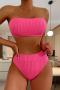 sexy 3 colors padded bandeau lace-up high waist tankini set_Black_White_Magenta