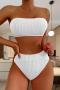 sexy 3 colors padded bandeau lace-up high waist tankini set_Black_White