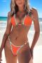 new sexy padded patchwork 5-color halterneck lace-up bikini sets_White_Magenta_Yellow_Orange