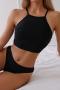 sexy 3 colors padded backless adjustable straps tankini set_Black