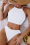 sexy 3 colors padded backless adjustable straps tankini set_Black_White