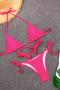 new padded solid color cirque lace-up bikini sets_Black_Magenta