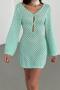 new slight stretch polyester knit 3-color see through beach long-sleeve cover-up_Aqua Green