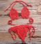 new sexy slight stretch 11-color knit cotton lace-up hollow bikini sets_Black_White_Pink_Red