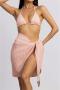 new stylish padded 7-color halterneck lace-up bikini three-piece swimsuit_Black_White_Light Pink
