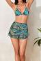 new new stylish padded paisley swirl batch printing four-piece swimsuit_Aqua Green