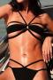 sexy mesh stitching non-padded bikini set_Black
