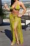 sexy plus size stretch cut out knitted halter-neck bra & skirt set cover-up_Magenta_Orange_Green