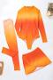 muslim conservative gradient color padded high quality three-piece burkini_Orange