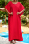 stylish 6 colors loose beach maxi robe cover-up_Black_Red