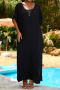 stylish 6 colors loose beach maxi robe cover-up_Black
