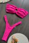 new sexy patchwork 5-color pleat bandeau triangle bikini sets_Black_Magenta