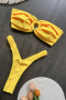 new sexy patchwork 5-color pleat bandeau triangle bikini sets_Black_Magenta_Yellow