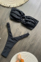 new sexy patchwork 5-color pleat bandeau triangle bikini sets_Black