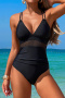 sexy 5 colors mesh spliced padded backless adjustable straps one-piece swimwear_Black