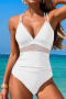 sexy 5 colors mesh spliced padded backless adjustable straps one-piece swimwear_Black_White
