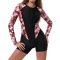 new plus-size patchwork padded 4-color flowers batch printing one-piece swimsuit_Rose Red