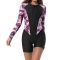 new plus-size patchwork padded 4-color flowers batch printing one-piece swimsuit_Rose Red_Magenta