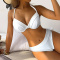 new 3-color patchwork padded underwire texture lace-up bikini sets_Black_White