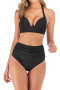 sexy plus size 7 colors non-removable padding halter-neck high waist tankini set_Black