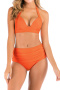 sexy plus size 7 colors non-removable padding halter-neck high waist tankini set_Black_Red_Magenta_Yellow_Orange