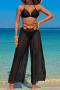 sexy 4 colors padded see through mesh pants three-piece swimsuit_Black
