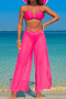 sexy 4 colors padded see through mesh pants three-piece swimsuit_Black_Red_Magenta