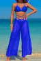 sexy 4 colors padded see through mesh pants three-piece swimsuit_Black_Red_Magenta_Blue