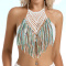 new sexy slight stretch crocheting contrast color tassels lace-up cover-ups_Black_White