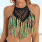 new sexy slight stretch crocheting contrast color tassels lace-up cover-ups_Black