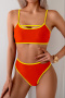 new patchwork contrast padded 4-color hollow suspender tankini sets_Black_Magenta_Orange